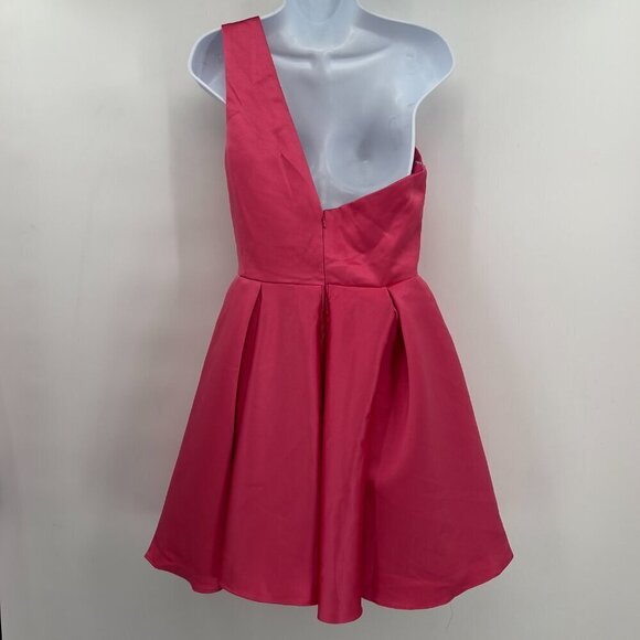 Stacees One Shoulder Sleeveless Pleated Built In Bra Lined Mini Dress Women's - Picture 5 of 14